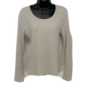 J Jill Top S Beige Waffle Thermal Knit Stretch Pullover Lagenlook Long‎ Sleeve